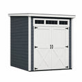 Abri de jardin 200 x 130 x 210 cm en résine gris anthracite et blanc à double porte style grange