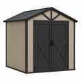 Abri de jardin 213 x 132 x 193 cm en résine beige et noir avec double porte