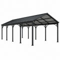 Carport 600 x 300 x 270 cm en acier noir avec toiture inclinée pour extérieur
