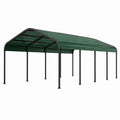 Abri voiture 600 x 300 x 240 cm en acier et polycarbonate vert noir - toit cintré extérieur