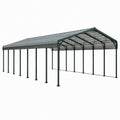 Abri voiture 600 x 300 x 270 cm en acier et polycarbonate vert avec toit incliné