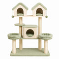 Arbre à chat 80 x 50 x 120 cm beige/vert en sisal et tissu avec niches plateformes de repos