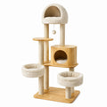 Arbre à chat 60 x 60 x 145 cm en bois beige avec poteaux en sisal et niches