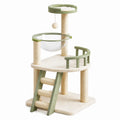 Arbre à chat 60 x 50 x 125 cm vert et crème en sisal avec hamac transparent et griffoirs