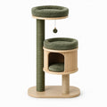 Arbre à chat 60 x 45 x 140 cm en bois et sisal vert avec niches et plateformes