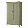 Armoire 100 x 50 x 180 cm en bois vert sauge à 2 portes et 2 tiroirs