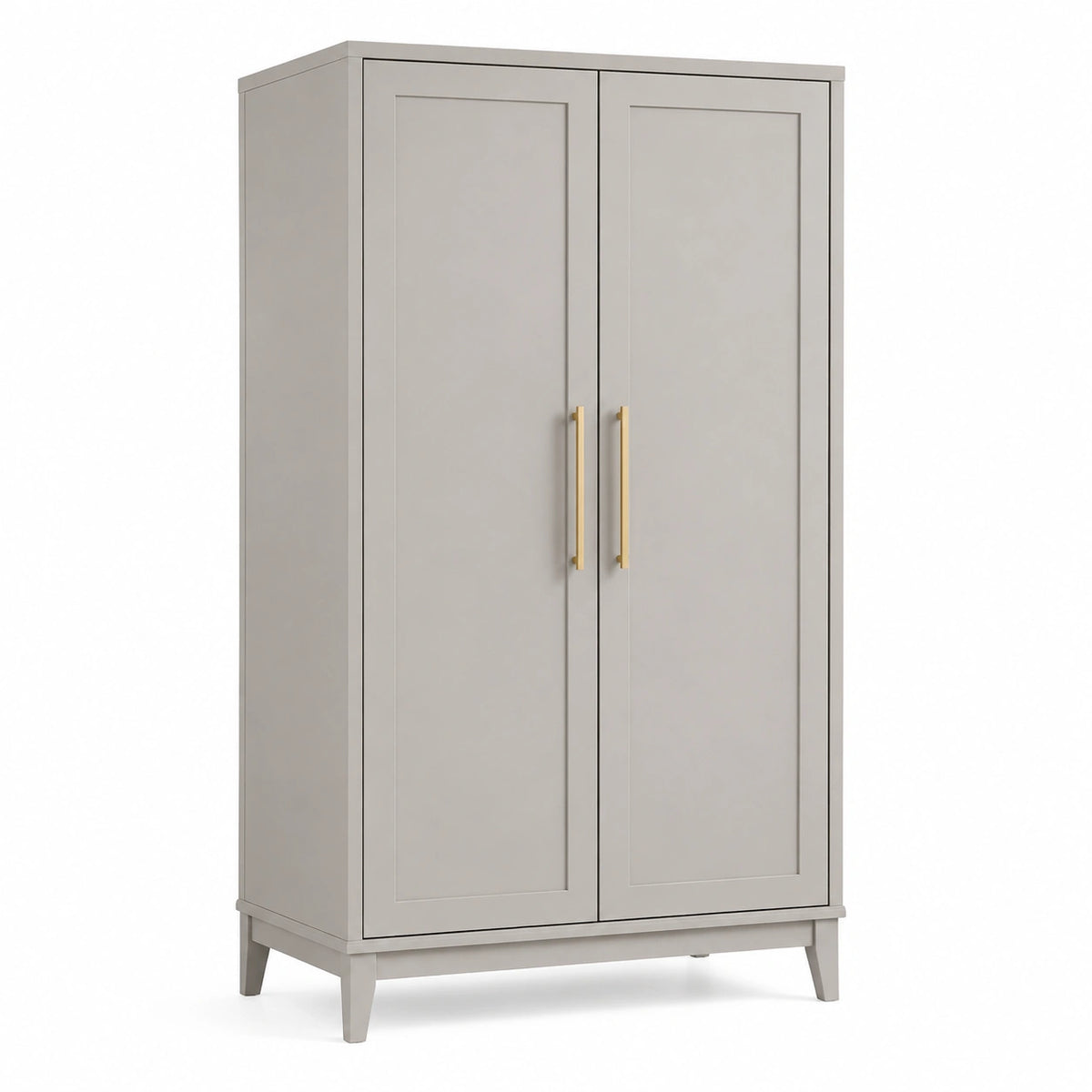 Armoire de rangement 100 x 55 x 190 cm en bois gris à deux portes style classique