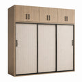 Armoire de rangement 240 x 60 x 220 cm en panneaux effet chêne clair portes coulissantes style contemporain