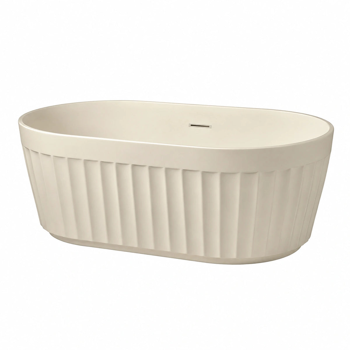 Baignoire îlot ovale 170 cm en acrylique crème avec relief cannelé