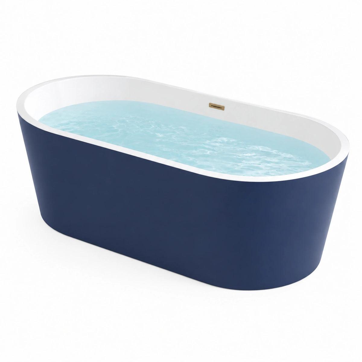 Baignoire îlot ovale 170 x 80 x 58 cm en acrylique bleu marine et blanc - design contemporain