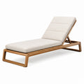 Bain de soleil 200 x 70 cm en bois beige et marron à dossier réglable pour extérieur