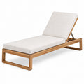 Chaise longue de jardin 200 x 70 cm en bois naturel et tissu beige avec dossier réglable