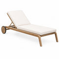 Bain de soleil 200 x 70 cm en bois naturel et tissu beige pour extérieur dossier réglable