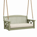 Banc balançoire de jardin 127 x 65 x 60 cm en bois vert kaki avec cordes style rustique