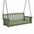 Balancelle suspendue 128 cm en bois vert avec accoudoirs pour jardin