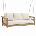 Balancelle de jardin 180 cm en bois et corde beige suspendue